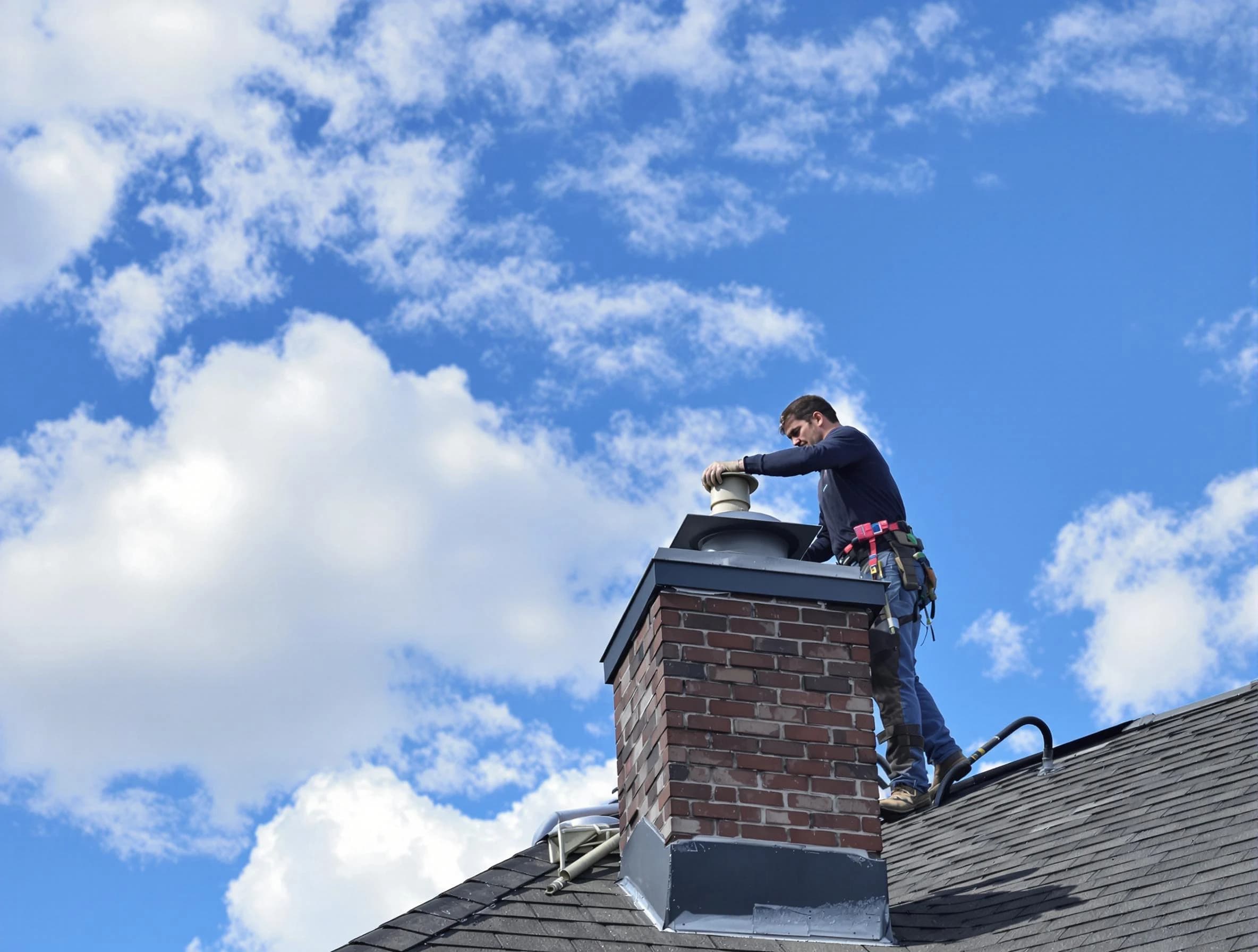 Sayreville Chimney Sweep installing a sturdy chimney cap in Sayreville, NJ