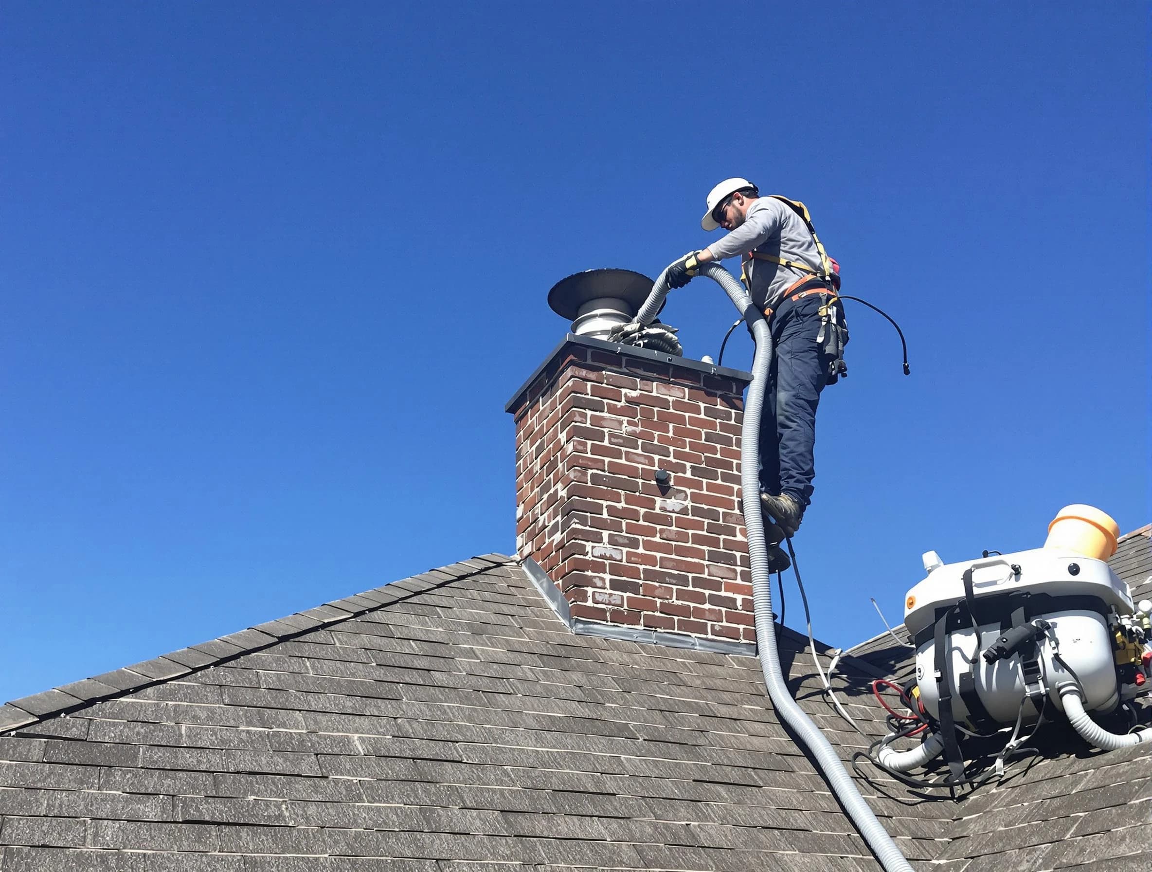 Dedicated Sayreville Chimney Sweep team member cleaning a chimney in Sayreville, NJ