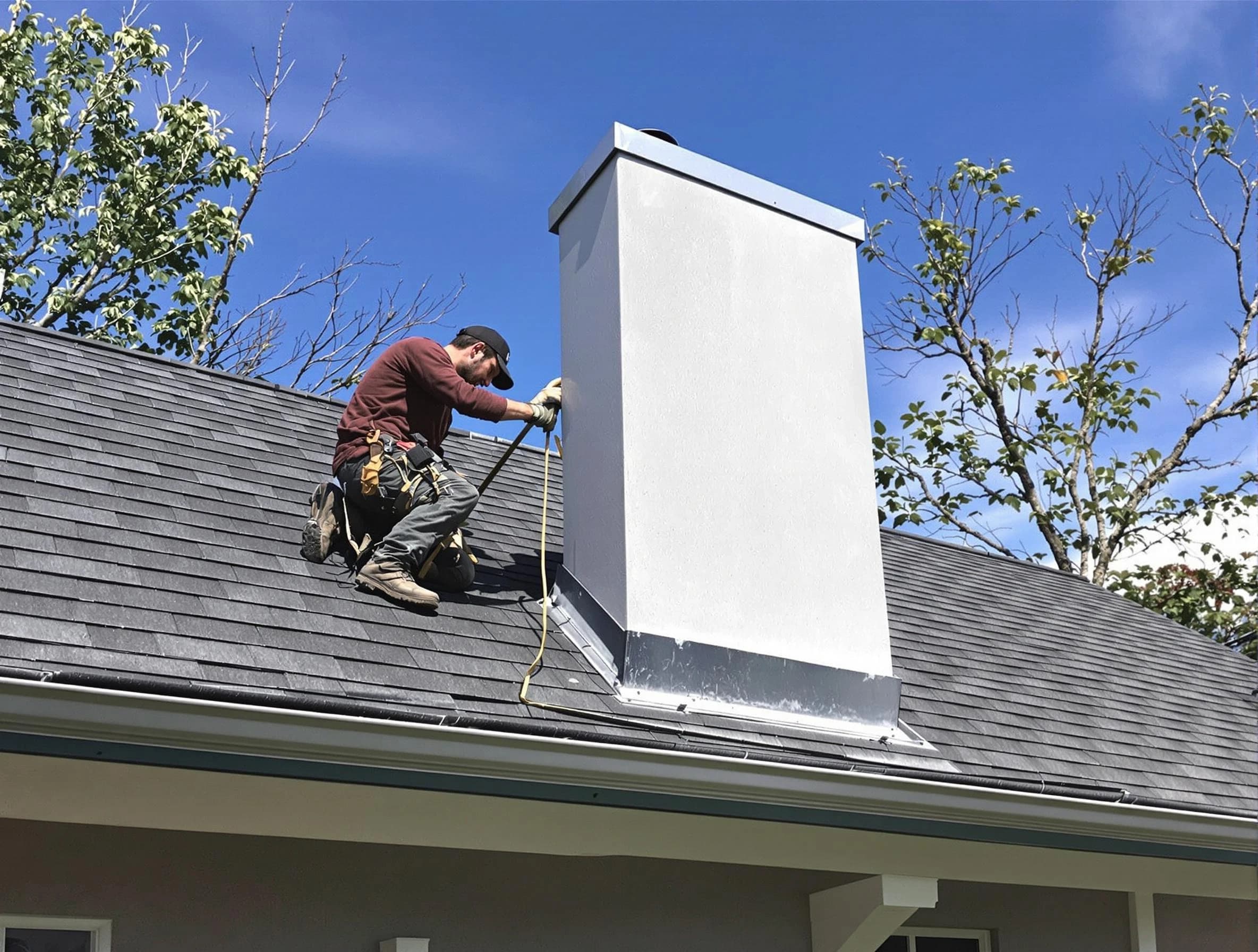 Sayreville Chimney Sweep team member finishing chimney construction in Sayreville, NJ