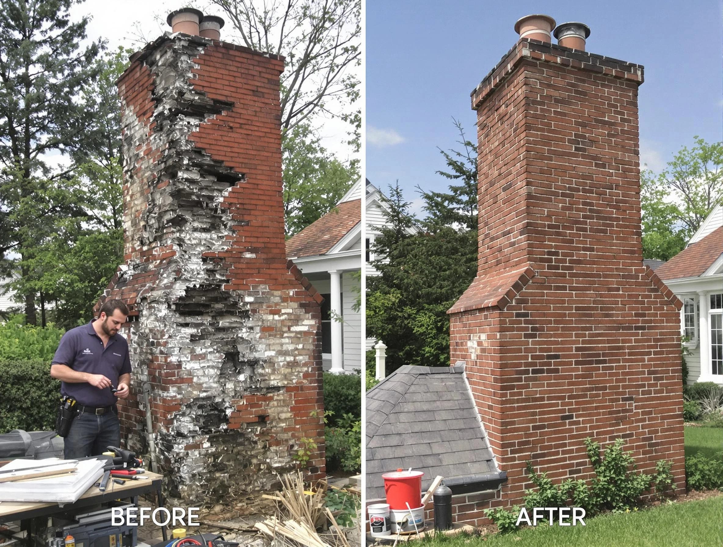 Sayreville Chimney Sweep performing a full chimney restoration in Sayreville, NJ