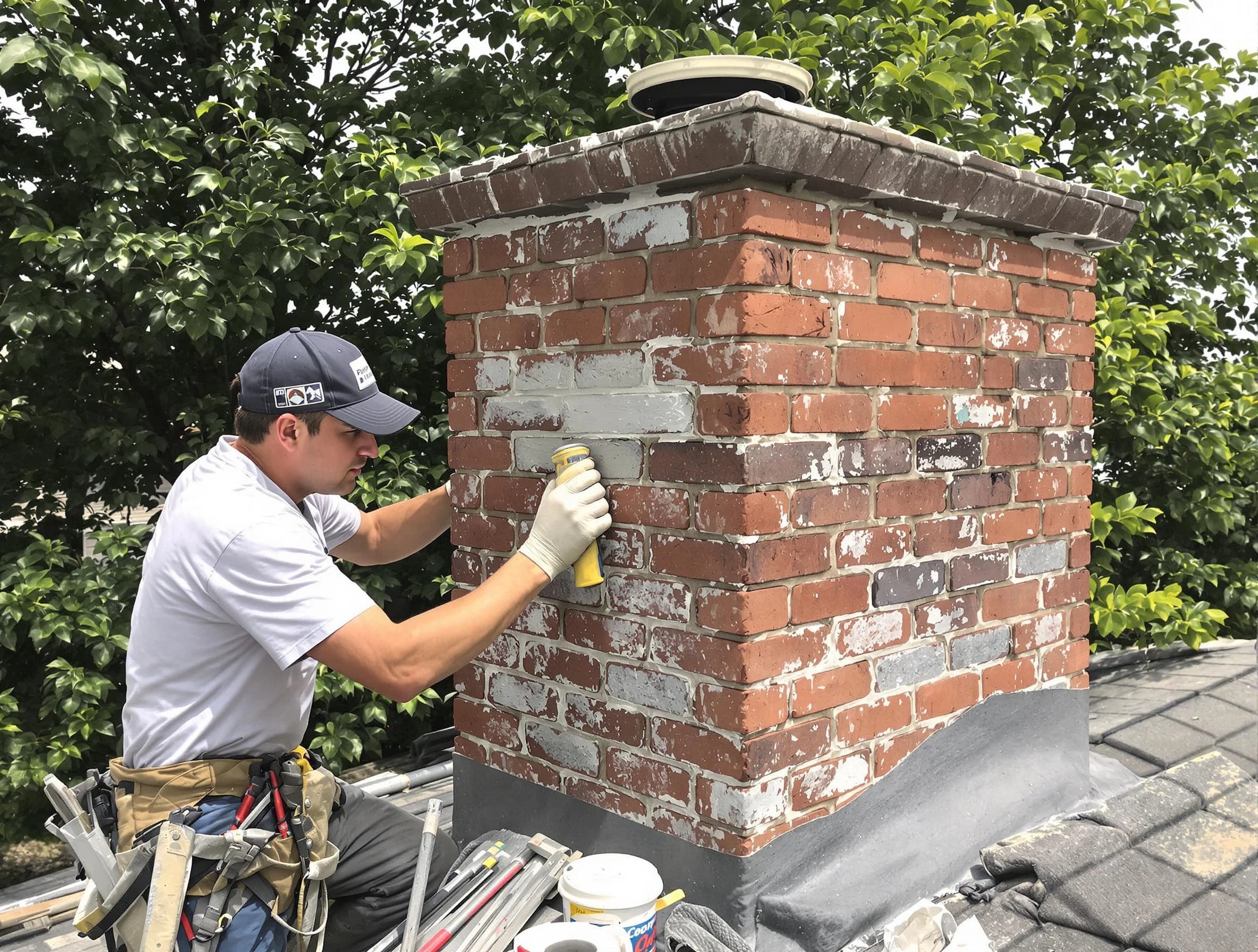 Sayreville Chimney Sweep restoring an aging chimney in Sayreville, NJ